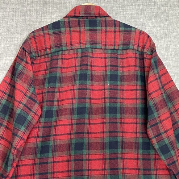 Vintage Arrow Shirt Mens Large Wool Tartan Plaid Red Long Sleeve Button - Picture 8 of 10
